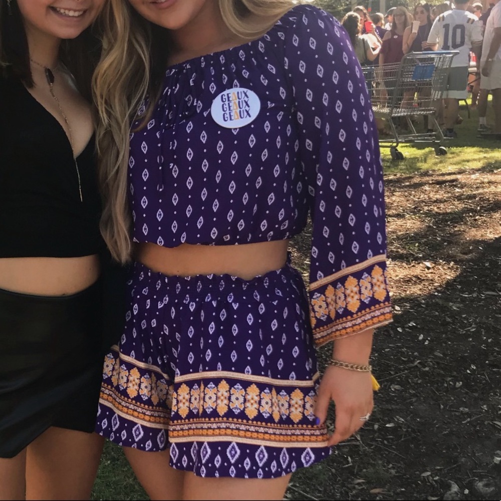 WORN ONCE Purple and Yellow Two Piece Set